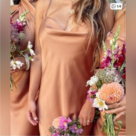 NWT SHOW ME YOUR MUMU - Verona Cowl Dress color: copper luxe satin size:… - Picture 4 of 5